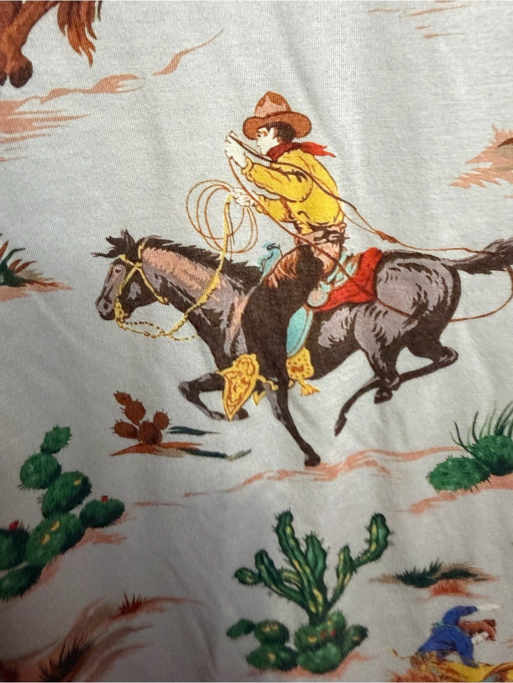 Cowboy Print Long Sleeve Tee - Beige - Picture 6 of 8